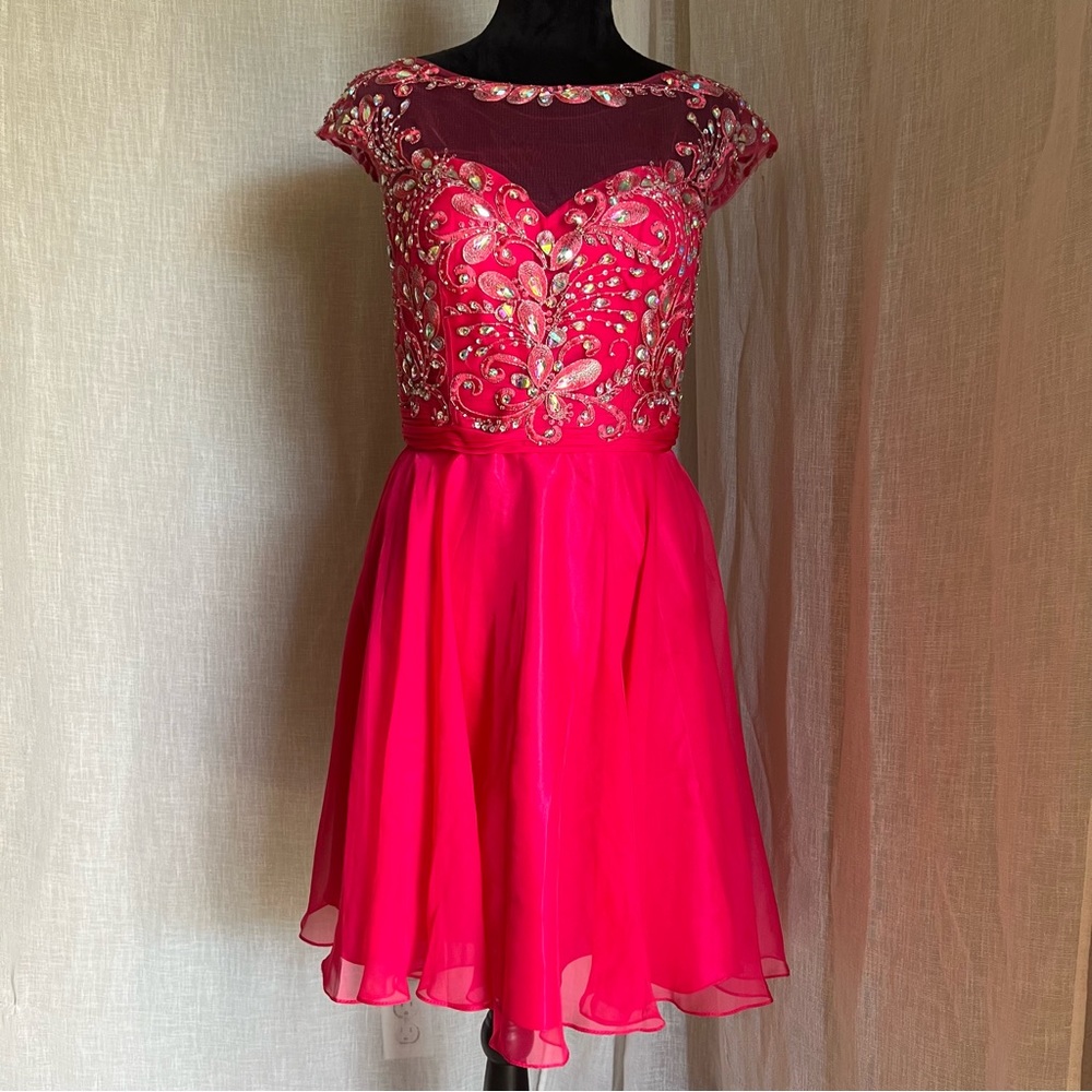 Fuchsia Pink Mini Formal Dress.